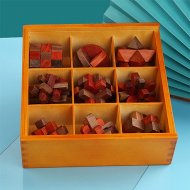 Набор деревянных головоломок под стеклом 9 штук