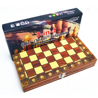 Шахматы магнитные деревянные 3в1 арт.W7701