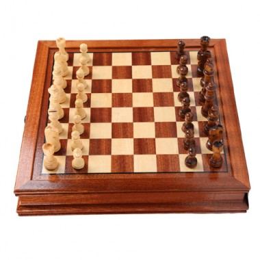 Шахматы-Ларец магнитные из красного дерева 32 см