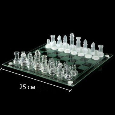 Шахматы прозрачные Стеклянная доска 25 см